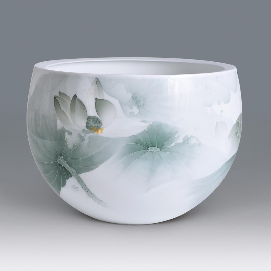 Lotus Pond, porcelain bowl by Shen Bin